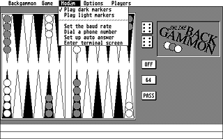 Online Backgammon atari screenshot